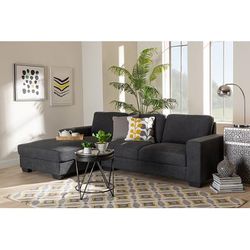 Baxton Studio Nevin Modern Dark Grey Fabric Sectional Sofa /w Left Facing Chaise - J099S-Dark Grey-LFC