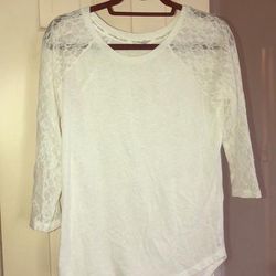 Victoria's Secret Tops | 3/4 Lace Sleeve Vs Shirt | Color: White | Size: M