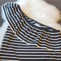 J. Crew Tops | J. Crew Bnwt One Shoulder Black/White Stripe Shirt | Color: Black/White | Size: Various