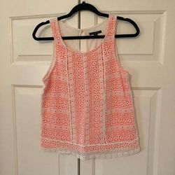 American Eagle Outfitters Tops | 2/$10 American Eagle Sleeveless Top | Color: Cream/Orange | Size: M