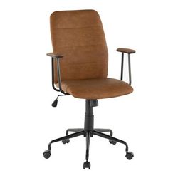 Fredrick Contemporary Office Chair in Brown Faux Leather - Lumisource OC-FRED BK+BN