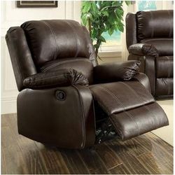 Zuriel Rocker Recliner (Motion) in Brown PU - Acme Furniture 52282