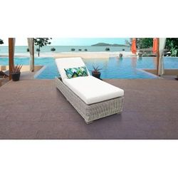 Coast Chaise Outdoor Wicker Patio Furniture in White - TK Classics Coast-1X-White