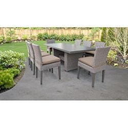 Monterey Rectangular Outdoor Patio Dining Table w/ 8 Armless Chairs in Wheat - TK Classics Monterey-Dtrec-Kit-8C-Wheat