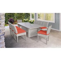 Coast Rectangular Outdoor Patio Dining Table w/ 8 Armless Chairs in Tangerine - TK Classics Coast-Dtrec-Kit-8C-Tangerine