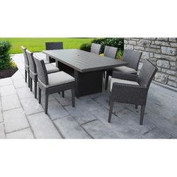 Barbados Rectangular Outdoor Patio Dining Table w/ 6 Armless Chairs And 2 Chairs W/ Arms in Grey - TK Classics Barbados-Dtrec-Kit-6Adc2Dcc-Grey