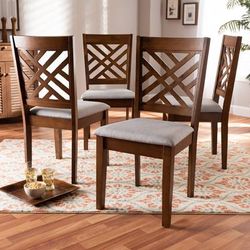 Baxton Studio Caron Modern Grey Fabric Walnut Brown Finished 4-PC Wood Dining Chair Set - Wholesale Interiors RH317C-Grey/Walnut-DC-4PK