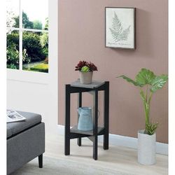 Planters & Potts Medium Square Plant Stand in Faux Cement/Black - Convenience Concepts 121155CMBL