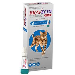 Bravecto Plus For Medium Cats 250 Mg (6.2 To 13.75 Lbs) Blue 2 Doses
