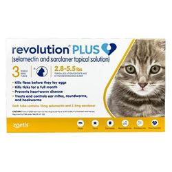 Revolution Plus For Kittens And Small Cats 2.8-5.5lbs (1.25-2.5kg) Yellow 6 Pack