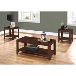 Table Set / 3Pcs Set / Coffee / End / Side / Accent / Living Room / Laminate / Brown / Transitional - Monarch Specialties I 7993P