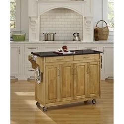 Create-a-Cart Natural Finish Black Granite Top - Homestyles Furniture 9200-1014