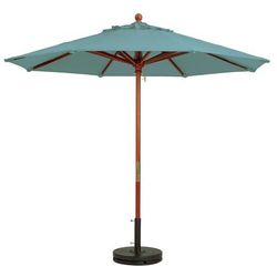 Grosfillex 98945031 7' Round Top Patio Umbrella - Spa Blue - 1-1/2" Wooden Pole