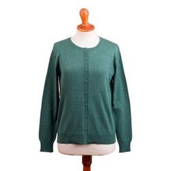 Simple Style in Jade,'Cotton Blend Green Cardigan Sweater from Peru'