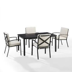 Kaplan 5Pc Outdoor Metal Dining Set Oatmeal/Oil Rubbed Bronze - Table & 4 Chairs - Crosley KO60019BZ-OL