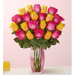 1-800-Flowers Flower Delivery Conversation Roses Happy Birthday 24 Stems W/ Pink Vase | Same Day Delivery Available