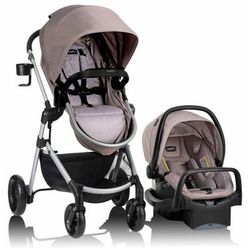 Evenflo Pivot Modular Travel System With SafeMax Infant Car Seat - Sandstone