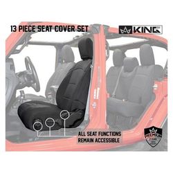 King 4WD Seat Covers Jeep Wrangler Unlimited JL 4 Door 2018 - 2019 Neoprene Black/Black 11010801