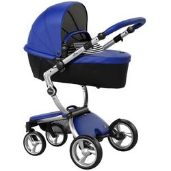 Mima Xari Complete Stroller, Silver - Royal Blue / Black & White