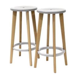 Tabourets Woody Pied Hêtre Assise Blanche - Meet By Paperflow