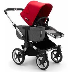 Bugaboo Donkey3 Mono Complete Single to Double Stroller - Aluminum/Grey Melange/Red