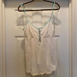 Anthropologie Tops | Anthropologie White Baby Doll Top | Color: Blue/White | Size: M