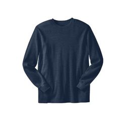 Men’s Big & Tall Waffle-knit Thermal Crewneck Tee by KingSize in Navy (Size 4XL) Long Underwear Top