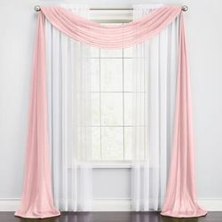 Wide Width BH Studio Sheer Voile Scarf Valance by BH Studio in Pale Rose (Size 40" W 144"L) Window Curtain