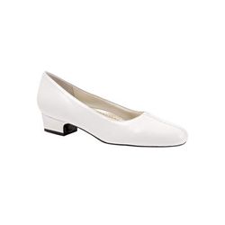 Wide Width Women's Doris Leather Pump by Trotters® in White Leather (Size 8 1/2 W)