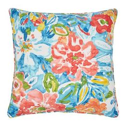 BH Outdoor Performance 20" Square Throw Pillow by BrylaneHome in Poppy Blue Outdoor Patio Accent Pillow Cushion