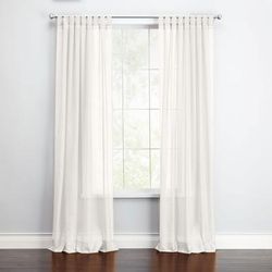 Wide Width BH Studio Sheer Voile Tab-Top Panel by BH Studio in Eggshell (Size 60" W 95" L) Window Curtain