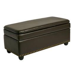 400 lbs. Weight Capacity Extra Wide Studded Ottoman by BrylaneHome in Dark Brown Storage Furniture (400 lb. capacity)