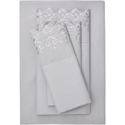 Hotel Embroidery Sheet Set by BrylaneHome in Grey (Size TWIN)