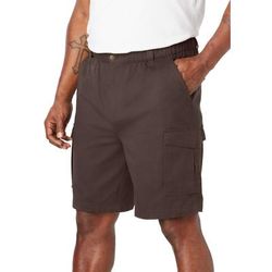 Men’s Big & Tall Renegade 9" Full Elastic Waist Cargo Shorts by Boulder Creek in Dark Brown (Size 2XL)