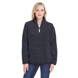 J America JA8451 Women's Epic Sherpa 1/4 Zip Jacket in Black size Large | Polyester 8451