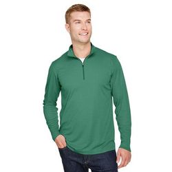 Team 365 TT31H Men's Zone Sonic Heather Performance Quarter-Zip T-Shirt in Sport Forest Green size 4XL | Polyester