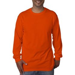Bayside BA5060 Adult Long-Sleeve T-Shirt in Bright Orange size Large | Cotton 5060, Black