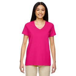 Gildan G500VL Women's Heavy Cotton V-Neck T-Shirt in Heliconia size 2XL G5000VL, 5000VL, G5V00L, 5V00L