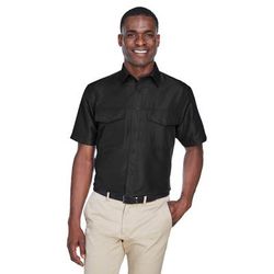 Harriton M580 Men's Key West Short-Sleeve Performance Staff Shirt in Black size 3XL | Polyester