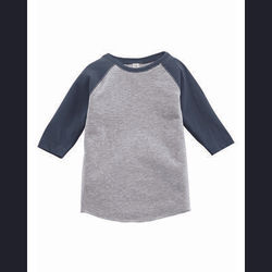 Rabbit Skins RS3330 Toddler Baseball Fine Jersey Top in Vintage Heather/Vintage Navy Blue size 5/6 | Cotton/Polyester Blend 3330, LA3330