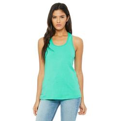 Bella + Canvas B6008 Women's Jersey Racerback Tank Top in Teal size Small | Cotton 6008, BC6008