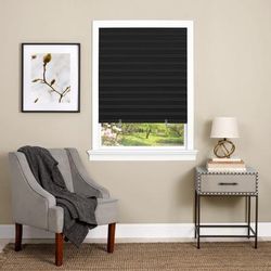 Wide Width Cordless 1-2-3 Vinyl Room Darkening Pleated Window Shade by Achim Home Décor in Black (Size 48" W 75" L)