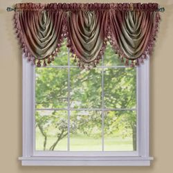 Wide Width Ombre Waterfall Valance by Achim Home Décor in Burgundy (Size 46" W 42" L)