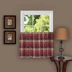 Wide Width Harvard Window Curtain Tier Pair by Achim Home Décor in Burgundy (Size 57" W 36" L)