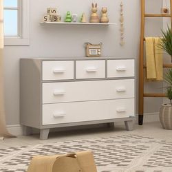 dadada Boston 5-Drawer Dresser - White/Gray