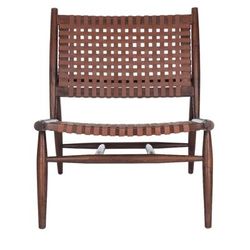 Soleil Leather Woven Accent Chair in Brown/Cognac - Safavieh ACH1001B