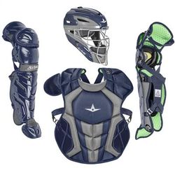 All Star System7 Axis NOCSAE Certified Youth Pro Catcher's Kit - Ages 9-12 Navy