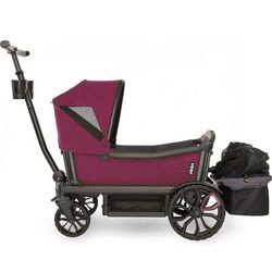 Veer Cruiser (2 Seater) Stroller Wagon with Retractable Canopy + Basket Bundle - Pink Agate