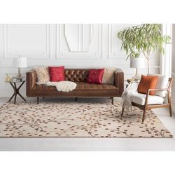 Seagraves 18" x 18" Traditional Cream/Mustard/Medium Brown/Red Throw Pillow - Boutique Rugs