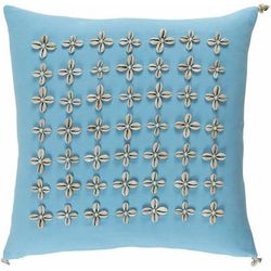 Tiwi 22" Square Modern Cotton Aqua/Ivory Throw Pillow - Boutique Rugs